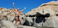 Nude sports man outdoor nature shooting coast Corsica 