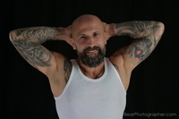 Inked tatooed men in underwear - male photo shooting