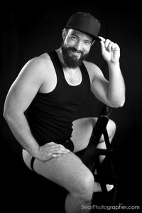 BlackAndWhiteMEN project - hot beefy bearded man - studio photo shooting