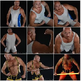 Muscle man in wrestling singlets