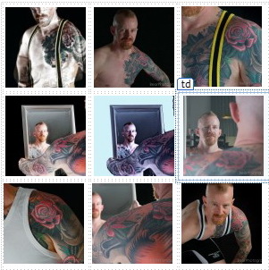 Tattoos on red haired man skin - strong male photography