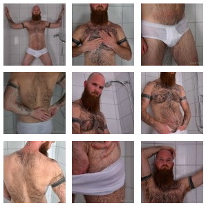 WhiteWallMEM project - bearded men shower photo shoot - strong beard men pictures - furry guys photography