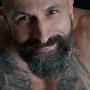 tattooed muscle bear photo shooting - beard men photography