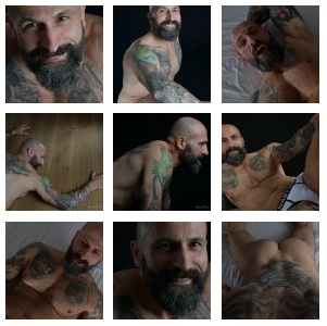 Tattooed muscle bear photo shooting - beard men photography