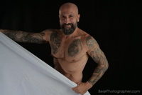 Muscle bear white towel project  - male photo shooting