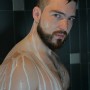 Young musclebear in shower - strong male photography