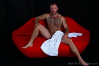 WhiteTowelMEN project - Stocky muscle bear studio photo shooting - male project photography