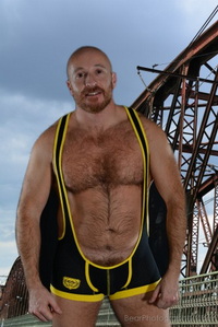 WrestelingMEN industrial  project - strong muscle bear outdoor photo shoots