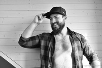 BlackAndWhiteMEN project - hot beefy bearded man - studio photo shooting