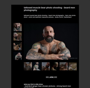 Tattooed muscle bear photo shooting - beard men photography